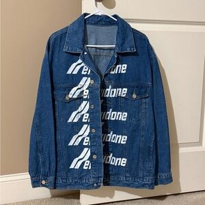 We11done blue front logo denim jacket size L (unisex)